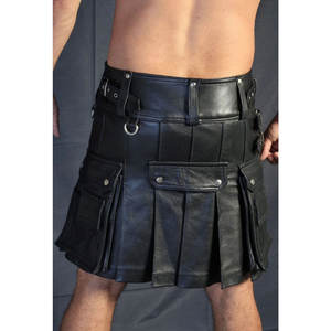 Kilt de Cuero Genuino para Hombre con Bolsillos Cargo y Pliegues, Estilo Utilitario, Colección 2026 - Product Image 2