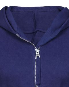 Womens Navy Blue <b>Cropped</b> <b>Zip</b> <b>Up</b> Hoodie Slim Fit Long Sleeve Casual Streetwear Cotton Fleece Sweatshirt Custom Logo ODM Factory - Product Image 5