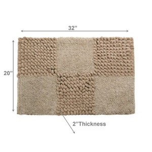Patchwork Cotton <b>Bath</b> <b>Mat</b> Rectangle <b>Non</b>-<b>Slip</b> Tufted Thick Scandinavian Style Reversible Machine Washable Beige - Product Image 2