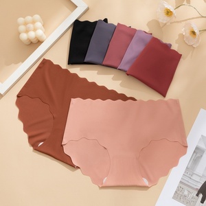 Braguitas sin costuras con borde ondulado para mujer, ropa interior suave y transpirable que no se ve, bragas diarias multicolor - Product Image 2