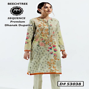 Costumes 3 pièces en lin pakistanais de créateurs de mode robe de mariée à bas prix avec broderie au cou et impression numérique - Product Image 4