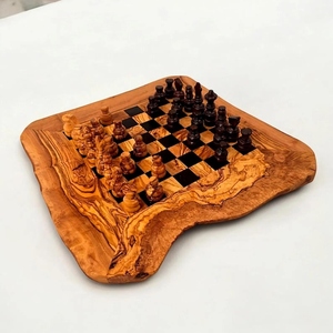 Handcrafted Live Edge <b>Wooden</b> <b>Chess</b> <b>Set</b> With Unique Organic Board Design And Carved Pieces Elegant Strategy Game For Family Fun - Product Image 5