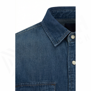 Men's Stonewashed Denim Shirt Long Sleeve Solid Color Casual Regular Fit Cotton Button-Up Autumn Style - Product Image 4