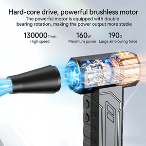 เครื่องเป่าลมเทอร์โบ 130000RPM มอเตอร์ไร้แปรงถ่าน 160W แบตเตอรี่ 8000mAh ไฟ LED เครื่องดูดฝุ่น พัดลมปรับความเร็วได้ 4 ระดับ - Product Image 2