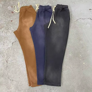 Pantalones Deportivos Personalizados para Hombre, Teñidos, de Lona, Corte Recto, Cintura Media, para Entrenamiento, Gimnasio, Uso Casual, 100% Algodón Grueso - Product Image 2