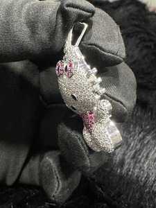 Hip Hop Baguette <b>Custom</b> Pink Kitty Fine Jewelry Pendants & Charms 18K Gold Plated <b>Name</b> <b>Necklace</b> Unisex - Product Image 2