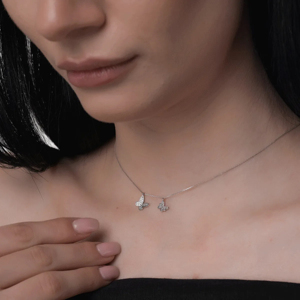 Collar con Colgante de Mariposa para Mujer, Plata 925, Bañado en Rodio, Cristal, Cadena de Caja, Elegante para Uso Diario - Product Image 3