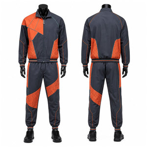 High Quality 100% Nylon Men Zipper Jacket and <b>Trouser</b> Set Custom Logo Oversized Windbreaker Tracksuit For Men's - Product Image 1