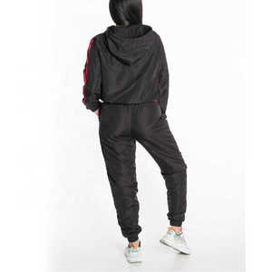Women Tracksuit 2 Piece Outfits Windbreaker Lightweight Full Zip Crop Hoodie Jogger <b>Set</b> Windbreaker Tracksuit - Product Image 3