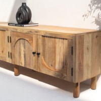 Meuble TV en bois Vandana Novara Altis, console de divertissement minimaliste en bois massif moderne