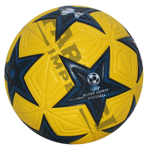 Football Size 5 Blue Yellow Pattern Durable High Air Retention <b>Polybag</b> Packaging Professional Soccer Ball Size 4 Pvc Beach Ball - Product Image 4