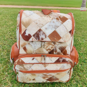 Premium Hair-On Leather Backpack Cowhide Travel Laptop <b>Bag</b> Custom Logo Wholesale Manufacturer Supplier Bulk LHBP-0022B - Product Image 1