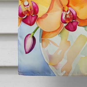 Orchids Watercolor Large House <b>Flag</b> Multicolor Porch Sleeve <b>Pole</b> Decorative Yard Banner Wall Hanging Polyester Artwork - Product Image 4