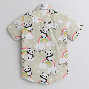 ลายหมีแพนด้าครึ่งแขนกับเสื้อพิมพ์สีรุ้ง-ครีม - Product Image 4