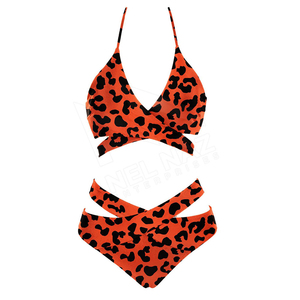 Women's Pink Knitted <b>Bikini</b> <b>Set</b> <b>Push</b> <b>Up</b> Bra Tie Side Bottom Solid Color Stretch Swimwear Regular Fit Textured Pattern - Product Image 6