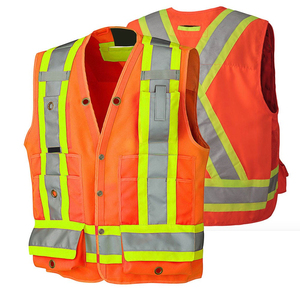 Chaleco de Seguridad Reflectante Naranja para Hombre, Transpirable, de Poliéster, con Bolsillos, Informal, para Verano, Reversible, con Cuello en V - Product Image 4