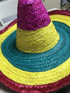 Sombrero Mexicano de Paja Transpirable con Rayas y Bordado a Mano, para Deportes Casuales, Esquí, Despedidas de Soltero, Fiestas, Clubes y Disfraces - Product Image 1
