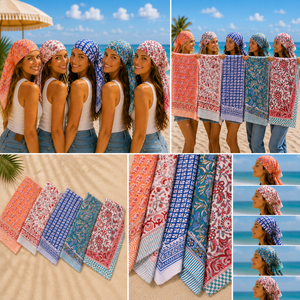 Bandanas carrés en coton imprimé à motifs floraux ethniques, style vintage, multifonctions, pour femmes, décontractés, 100x100cm - Product Image 5
