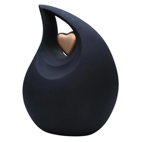 Urnas de Cremación Antiguas Negras en Forma de Lágrima con Corazón para Cenizas Funerarias de Adultos, 200 Pulgadas Cúbicas, Ecológicas y Duraderas - Product Image 2