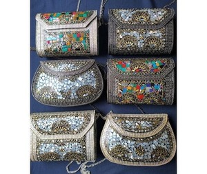 Bolso de Mano Metálico con Mosaico Tradicional, Artesanía Natural, Hecho a Mano, para Fiestas, Estilo Indio - Product Image 4