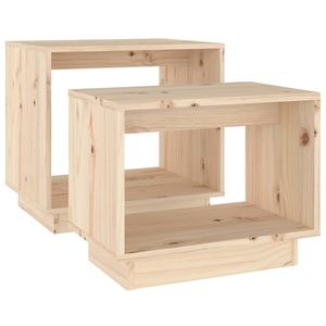 Mesa de centro pequeña de madera natural de pino macizo (sin tratar) - Product Image 5