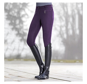 Pantalones de equitación para mujer, cintura alta, con cremallera, ajuste ceñido, transpirables, perforados, agarre completo en el asiento, lavables a máquina, poliéster - Product Image 6