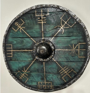 Escudo de Guerrero Nórdico Medieval Hecho a Mano, Escudo Vikingo de Madera de Alta Resistencia para Disfraces, Eventos, Exposiciones Históricas, Festivales y Espectáculos - Product Image 1