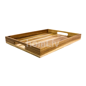 <b>Large</b> Size Teak Wood <b>Serving</b> <b>Tray</b> Rectangular Wooden Platter With Cutout Handles Halal Decorative <b>Tray</b> for Restaurant Hotel - Product Image 5