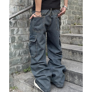 กางเกงยีนส์ทรงหลวมสำหรับผู้ชาย – กางเกงยีนส์ขากว้างน้ำหนักปานกลางพร้อมกระเป๋าคาร์โก้ กางเกงสตรีทแวร์ลำลองสไตล์ฮิปฮอปสำหรับนักสเก็ต - Product Image 5