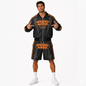 Custom Brand Name Men's Sporty Track Jacket & Shorts Set Sublimation Print Breathable Polyester Autumn Wear Zip up Bomber Jacket - Product Image 6