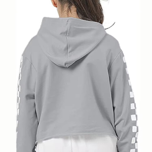 Sudadera Corta Personalizada para Mujer, Color Gris Sólido, Corte Holgado Informal, 100% Algodón, Tejido French Terry, Manga Regular, Transpirable, para Invierno - Product Image 2