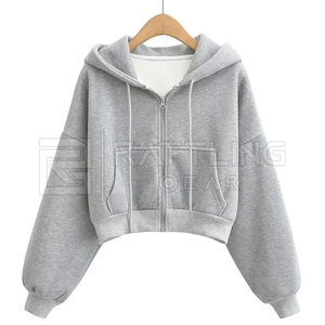 Top corto de alta calidad para mujer, sudaderas con capucha, gran oferta, ropa de calle con logotipo frontal, Top corto con capucha forrado en invierno de longitud corta - Product Image 1