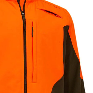Chaqueta de Forro Polar para Hombre, Color Naranja y Marrón, con Bloques de Color, Resistente al Viento, Cuello Alto, Cierre de Cremallera, Estilo Ropa de Trabajo, para Otoño - Product Image 4