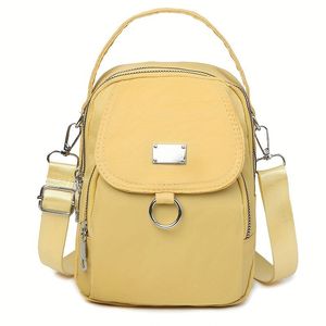 Sac bandoulière multi-compartiments imperméable jaune pour femme, en tissu Oxford décontracté avec poche pour téléphone portable - Product Image 1