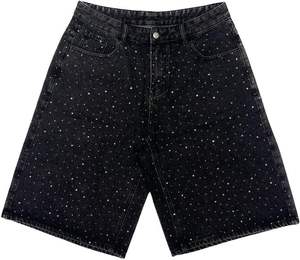 Shorts de Mezclilla de Cintura Alta para Mujer, Precio de Fábrica, con Encaje, Lavado Vintage, Personalizables, Hechos en Pakistán - Product Image 1