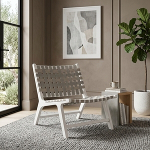Silla Moderna de Madera de Caoba Blanca con Tapicería Gris para el Hogar, Sala de Estar y Dormitorio - Product Image 5