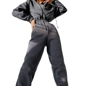 Women Sport <b>Jumpsuits</b> Solid Sweatshirt Hooded Top Zipper Tight Waist <b>Jumpsuits</b> Casual Thick One Piece Overalls Sport - Product Image 5