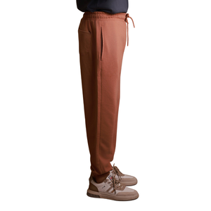 Men Mid Waist <b>Colored</b> Breathable Fleece Relaxed Cuff Pants Elastic Drawstring Trousers Soft Casual Comfort Fit Brown Daily Wear - Product Image 3