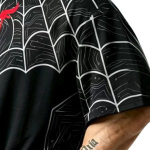 เสื้อยืดผู้ชายลายกราฟิก แขนสั้น คอกลม พิมพ์ลายใยแมงมุมด้านหน้า สไตล์ลำลอง สตรีทแวร์ โพลีเอสเตอร์ 100% สีดำ เสื้อผ้าขายส่ง - Product Image 6