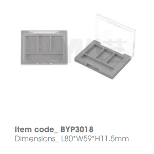 Trio compact personnalisé avec logo privé et couvercle transparent – Contenant de maquillage vide pour fard à paupières, anticernes et sourcils - Product Image 1