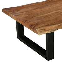 Table basse en bois massif à bord organique avec bar de style ferme moderne, hôtel, salon, bureau, maison, meubles, accents métalliques