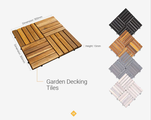Modern Acacia WPC Outdoor Decking Tiles 300x300mm Oiled Natural Golden Light Oak Anti-Slip Square Brushed Interlocking <b>Flooring</b> - Product Image 4