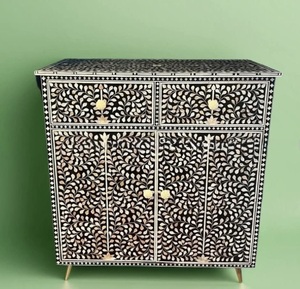ILAHI's Bone Inlay Table Modern Design Agate Detailing <b>Storage</b> Portable Home Furniture - Product Image 6