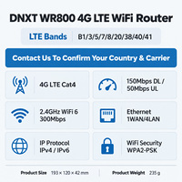 DNXT WR800 LTE 4G Routeur avec emplacement pour Sim WIFI6 Routeur Sim 4 antennes pliables Routeurs domestiques sans fil Routeur Wifi extérieur Modem 4g