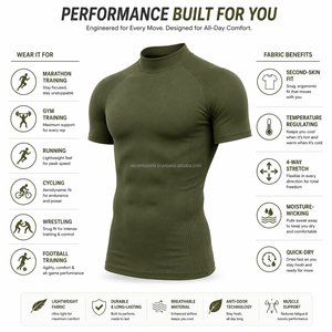 Camiseta de Compresión para Hombre, Manga Corta, Transpirable, Capa Base, Personalizable OEM, Ajuste Ceñido, Rendimiento Deportivo, Top de Entrenamiento - Product Image 4