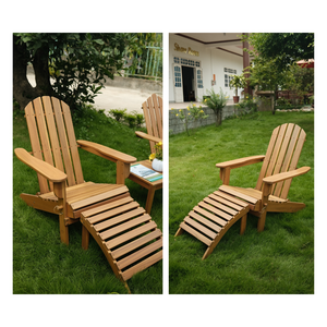 Silla de jardín plegable de espuma o algodón, moderna, para interiores y exteriores, de madera de acacia, muebles Minh Phuoc, silla Adirondack con reposapiés - Product Image 4