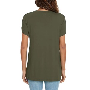 Camisetas Personalizadas con Cuello en V para Mujer, Camisetas de Verano Casuales de Manga Corta, Transpirables, de Algodón, Lisas - Product Image 4