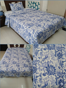 Cubrecama Floral con Estampado de Pájaros, Estilo Bohemio, Moderno, para Todas las Estaciones, de Mezclilla Estampada, con Relleno de Algodón Hecho a Mano, para Uso Doméstico - Product Image 2