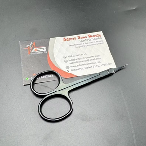 Ciseaux de manucure professionnels extra fins en acier inoxydable noir, pointe incurvée précise et tranchante, ciseaux russes pour cuticules et ongles - Product Image 2