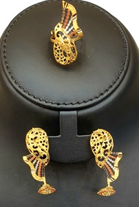 Juego de Joyería de Compromiso Clásico Chapado en Oro de 22K, Collar, Aretes, Anillo y Brazalete para Mujer, Regalo de Boda Árabe Indio - Product Image 3
